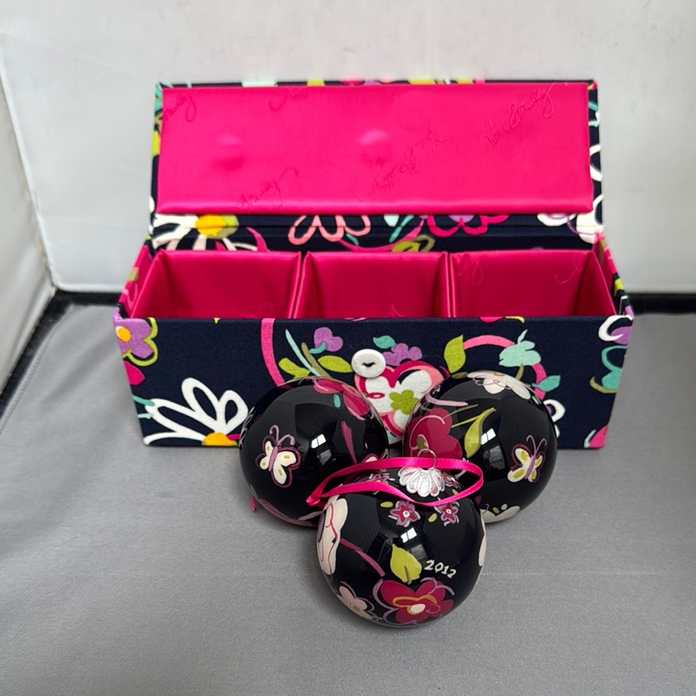 Vera Bradley Floral Ornament Set with Box
